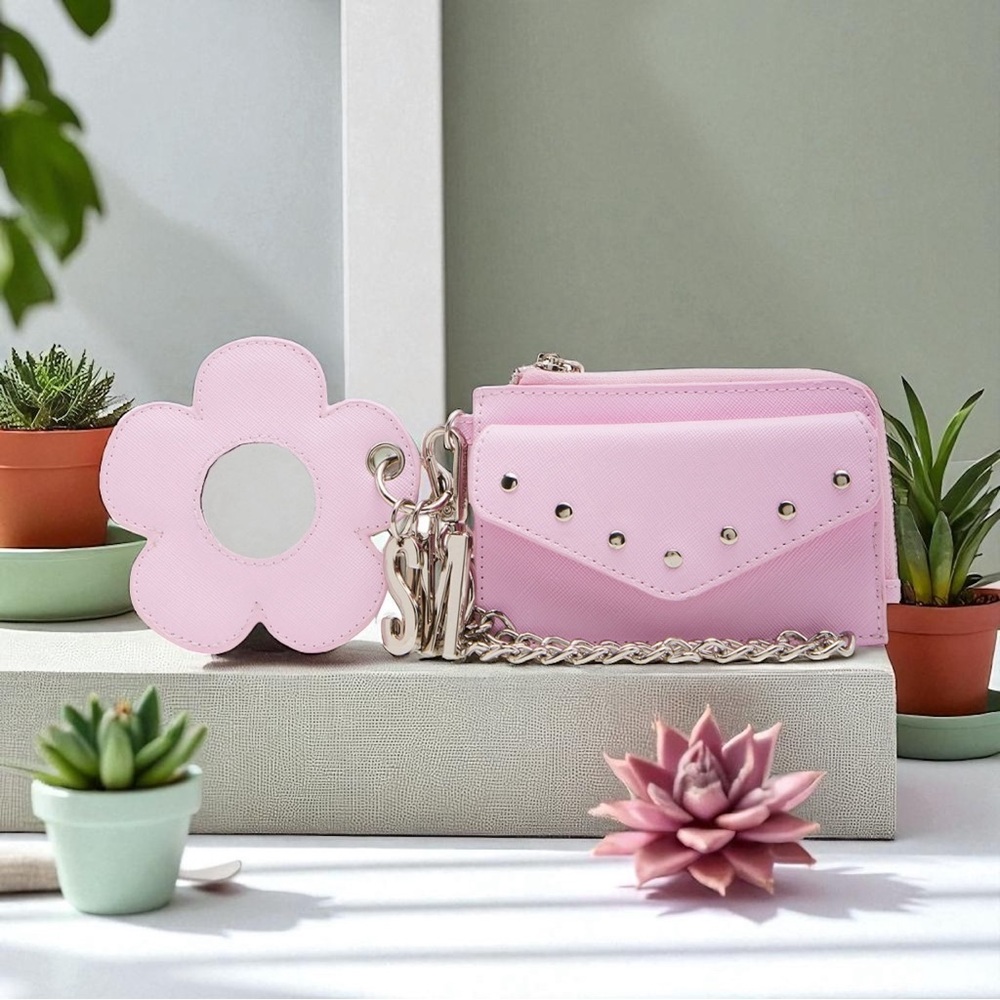 Steve Madden Steve Madden Bblooms Wristlet Wallet w/ Charm Mirror Pink NWT/ NIB